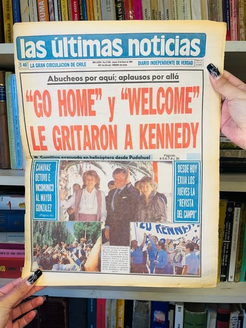 Portada de Las Últimas Noticias sobre la visita de Kennedy a Chile